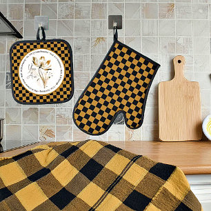 You are beautiful scriptures flower and plaid oven mitt & pot holder set