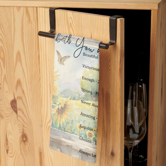 You are: Beautiful, scriptures personalised Tea Towel (Thirds Fold)