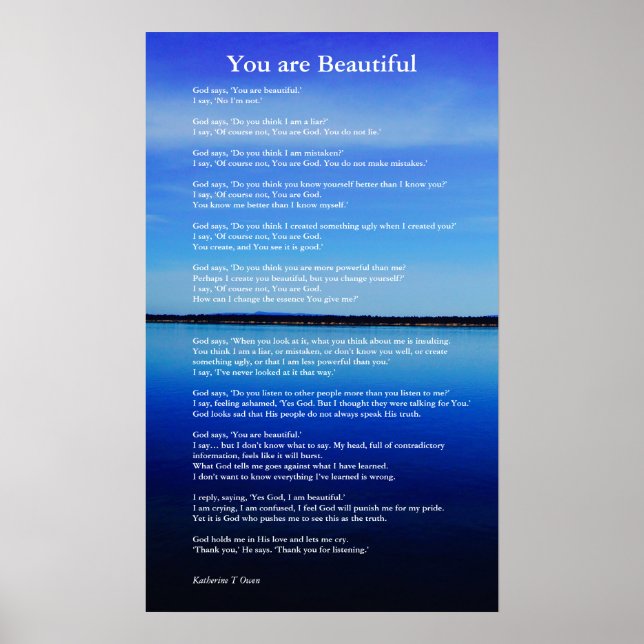 You are beautiful, spiritual poem about god's love poster (Front)