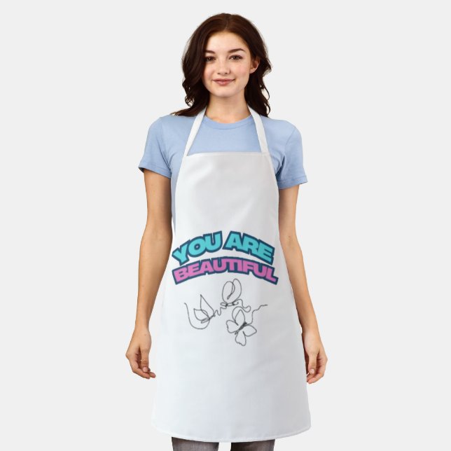 YOU ARE BEAUTIFUL with butterfly outline style Apron (Worn)