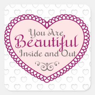 You Are Beautiful Word Art Gift Quotes Square Sticker
