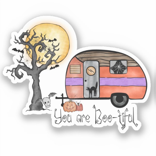 You Are Boo-tiful – Camper Van with Spooky Tree (Front)