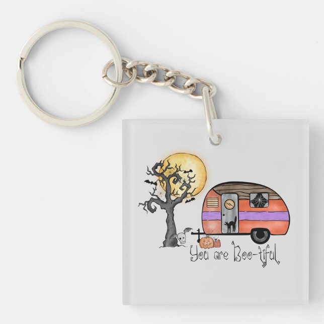 You Are Boo-tiful – Camper Van with Spooky Tree Key Ring (Front)