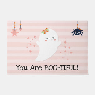 You are Bootiful Kawaii Ghost Pink Halloween Doormat