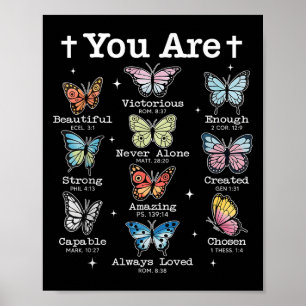You Are Butterfly Beautiful Bible Verse Christian Poster