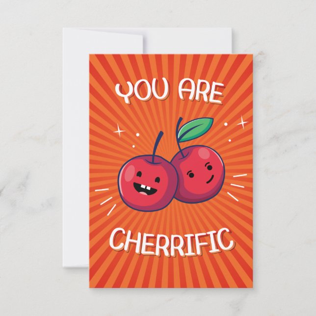 You Are Cherrific Food Pun Thank You Card (Front)