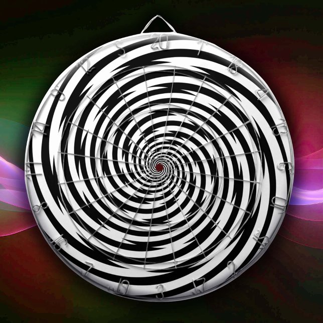 You Are Crazy Hypnosis Spiral Dartboard (Get ready to spice up your game room with this retro modern black and white spiral design dartboard!)
