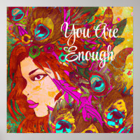 You Are Enough Abstract Art | Women with Feathers
