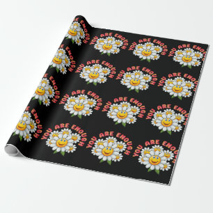 You Are Enough Daisy Smiling Faces Wrapping Paper