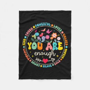 You Are Enough Floral Kind Love Peace Kindness Ins Fleece Blanket
