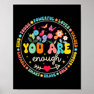You Are Enough Floral Kind Love Peace Kindness Ins Poster