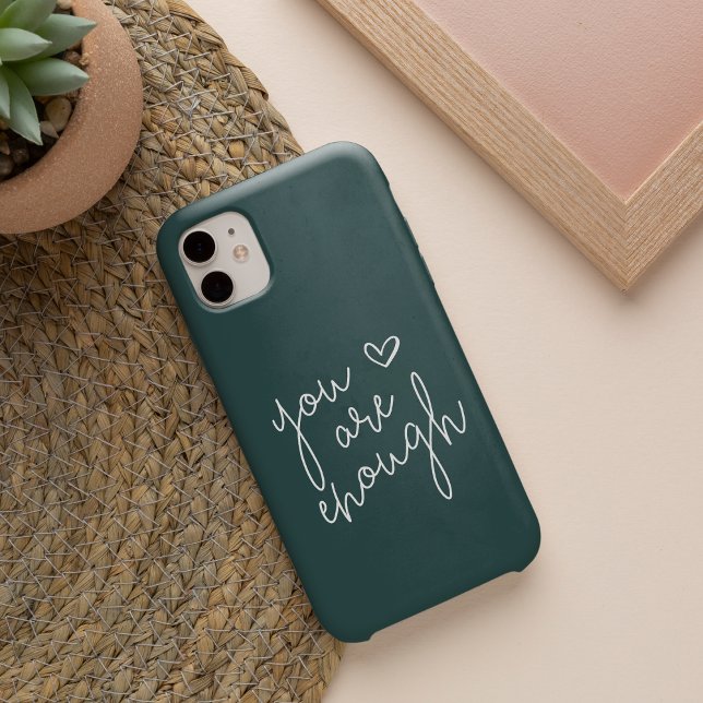 You Are Enough | Hand Lettered Inspirational Quote iPhone 16 Case (Creator Uploaded)