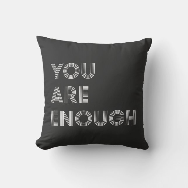 You Are Enough Inspirational Retro 70s Typography Cushion (Front)