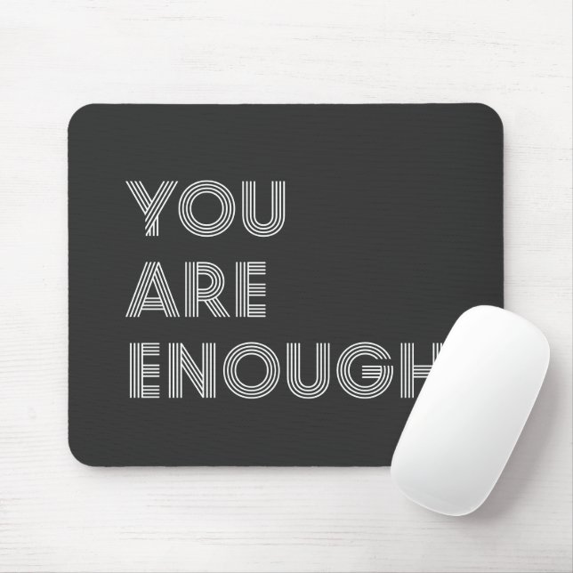 You Are Enough Inspirational Retro 70s Typography Mouse Mat (With Mouse)