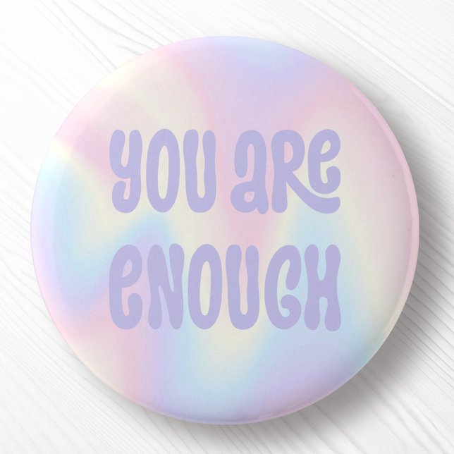 You are enough inspirational soft pastel rainbow 3 cm round badge (Creator Uploaded)