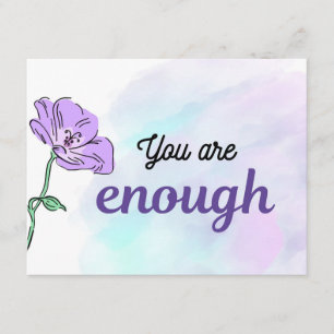 You Are Enough Purple Floral   Self Love Gift Enclosure Card
