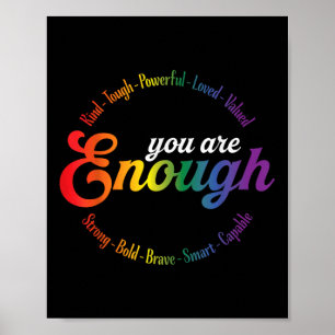 You Are Enough Rainbow Pride Flag Ally Gay Lgbtq M Poster