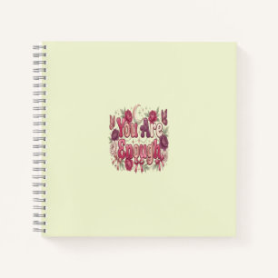 You Are Enough Self Love Bubble Typography for W Notebook