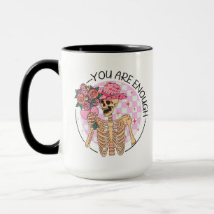 You are Enough Skeleton Flowers Valentine Retro  Mug