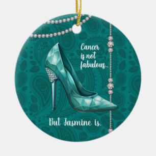 You Are Fabulous Teal Ovarian Cancer Ceramic Tree Decoration
