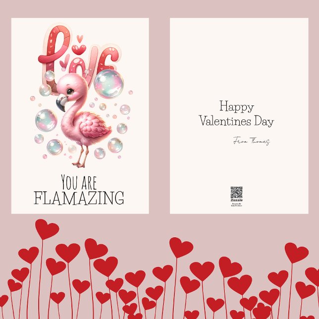 You Are Flamazing Kids Valentines Cute Flamingo Holiday Card (Creator Uploaded)