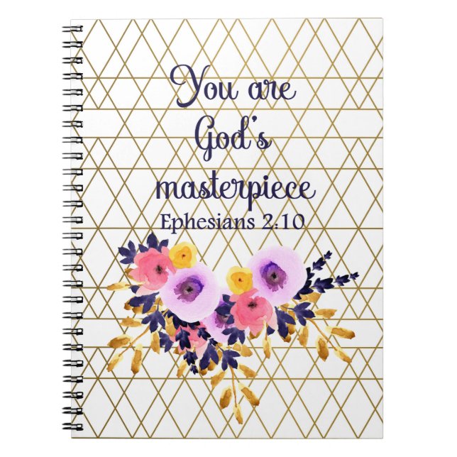 You Are God's Masterpiece Bible Verse Christian Notebook (Front)