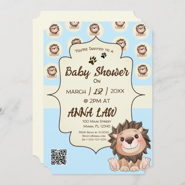 You are Grrreat Cute Lion Baby Boy  Invitation (Front/Back)