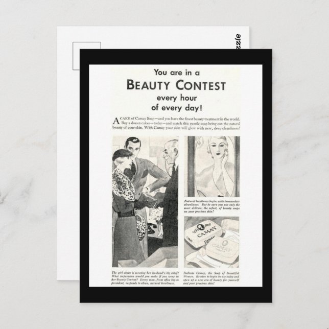 You Are in a Beauty Contest Every Day Retro Ad Postcard (Front/Back)