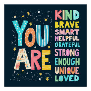 You Are Inspirational Quote Positive Typography  Poster