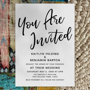 "You Are Invited" Casual Modern Script Wedding Invitation