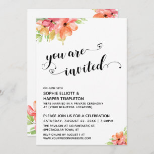 You Are Invited Hearts Script Boho Florals Invitation