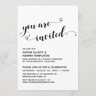 You Are Invited, Hearts Script Reception-Only Invitation