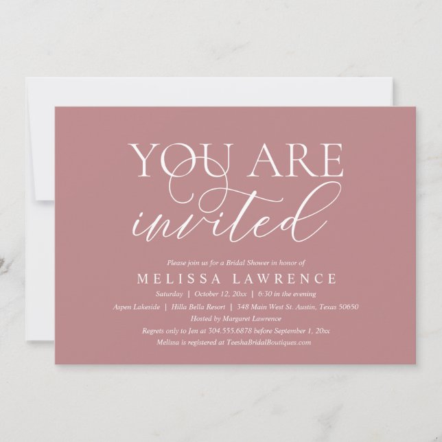 You Are Invited, Modern Bridal Shower Party Invitation (Front)