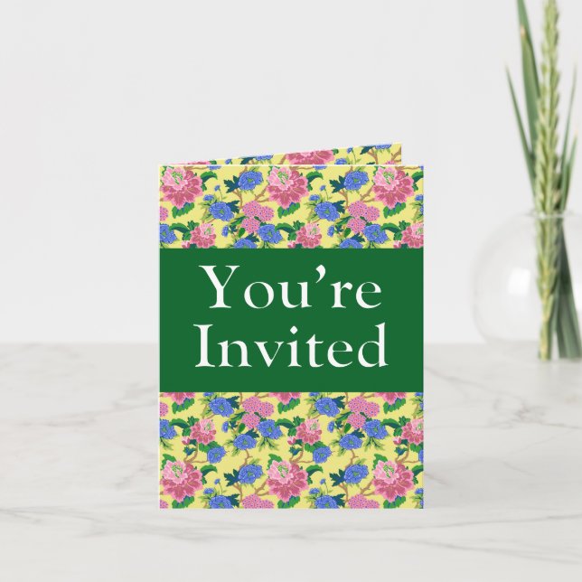 “You are invited” preppy chinoiserie floral Invitation (Front)