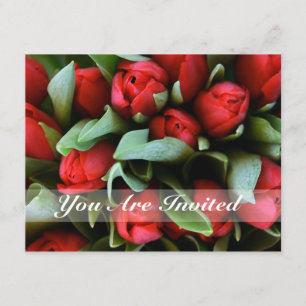 You Are Invited Red Tulips Bouquet Wedding Invite