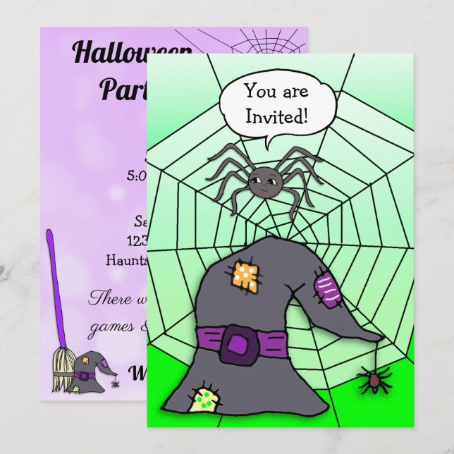 You are Invited Spider Halloween Party Invitation (Front/Back)