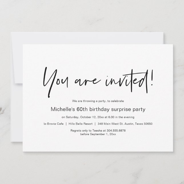 You are invited, Surprise Birthday Party Invitatio Invitation (Front)