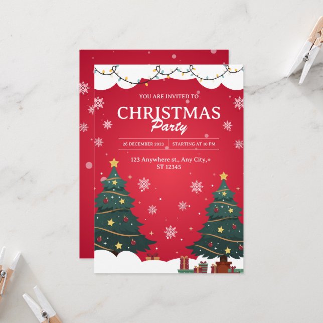  You Are Invited To Christmas Party Invitation (Front/Back In Situ)