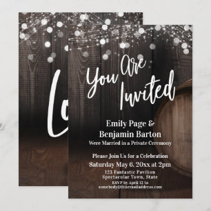 You Are Invited Wood Wine Barrel Lights Reception Invitation
