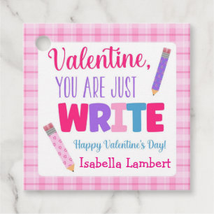 You Are Just Write Valentine's Day Favour Tags