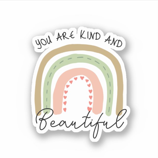 You are Kind & Beautiful Boho Rainbow Quote (Front)