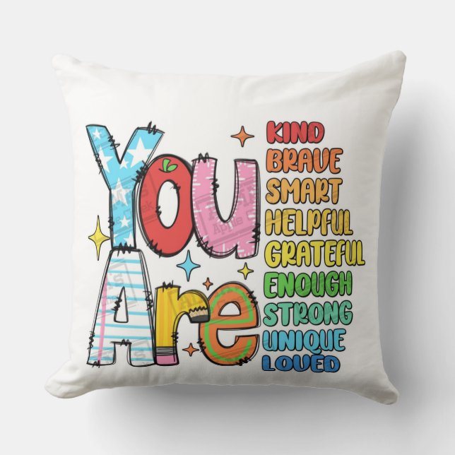 You Are Kind Retro Teacher| Back to School Teacher Cushion (Front)