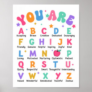 You Are Letters Alphabet Learn Abcs Inspiration Te Poster