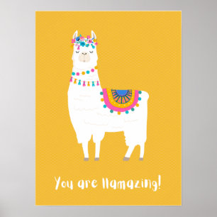 You Are Llamazing Colourful Llama Poster