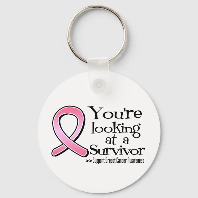 You are Looking at a Breast Cancer Survivor Key Ring (Front)