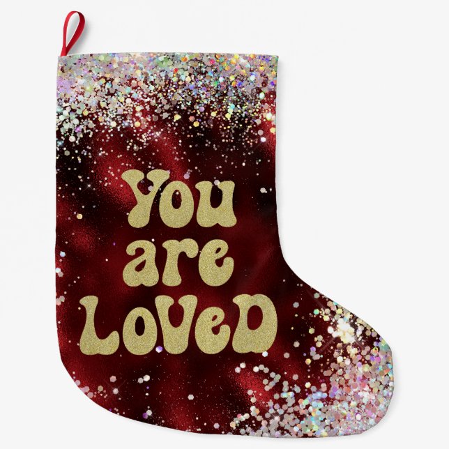 You are Loved Affirmation Reminder Large Christmas Stocking (Front)