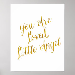 You Are Loved Angel Quote Faux Gold Foil Sparkly Poster