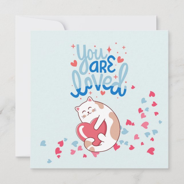You Are Loved Cats Valentine's Holiday Card (Front)