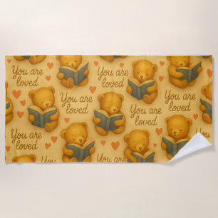 You Are Loved – Cosy Bear Reading Beach Towel