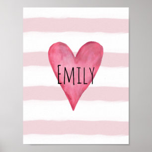 You are Loved Customisable Pink Heart Baby Girl's Poster